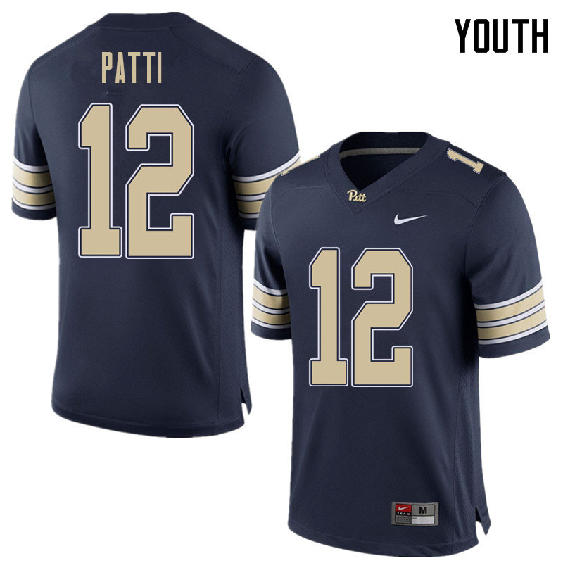 Youth #12 Nick Patti Pittsburgh Panthers College Football Jerseys Sale-Home Blue